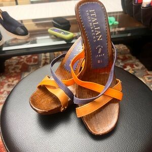 Italian Shoemakers Vibrant Orange and Purple Sandals